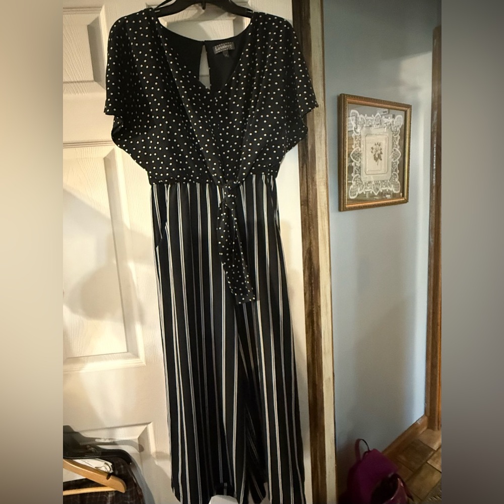 Luxology Black and White Patterned Jumpsuit